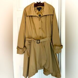 NWT Ashley Stewart Belted Trench Coat 22 24 Sharkbite Hem Pleated Detail